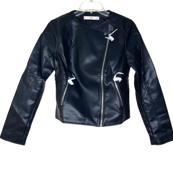 New Mango Black Marcmoto Moto Jacket US XS - Picture 2 of 8